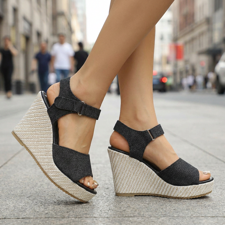 Tiffany | Women's Denim Casual Wedge Heel Sandals