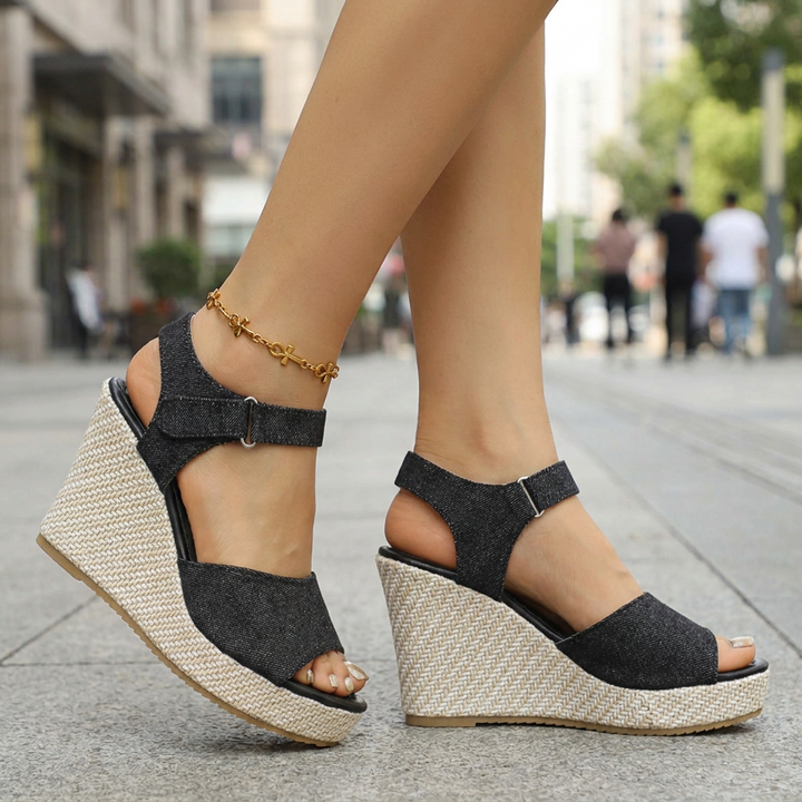 Tiffany | Women's Denim Casual Wedge Heel Sandals