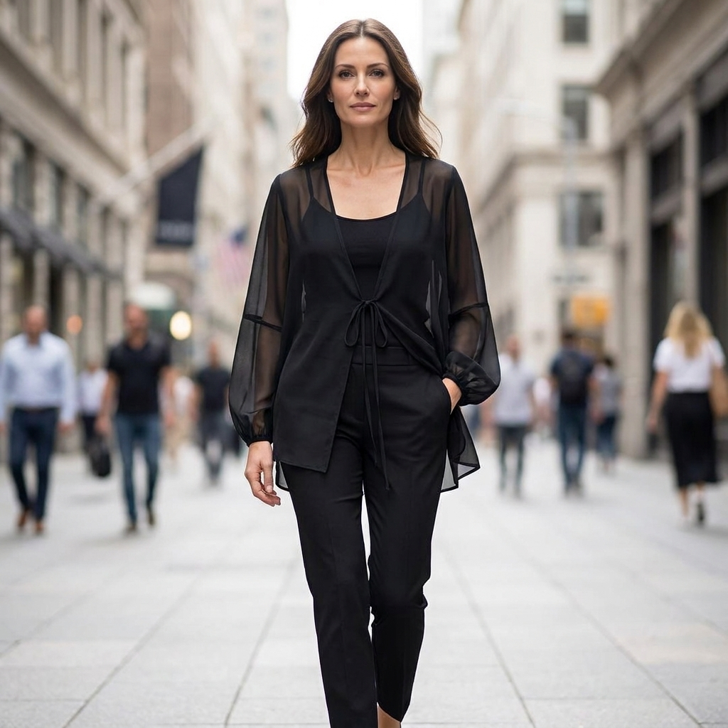 Liliana | Women's Chiffon Deep V Tie Front Casual Blouse