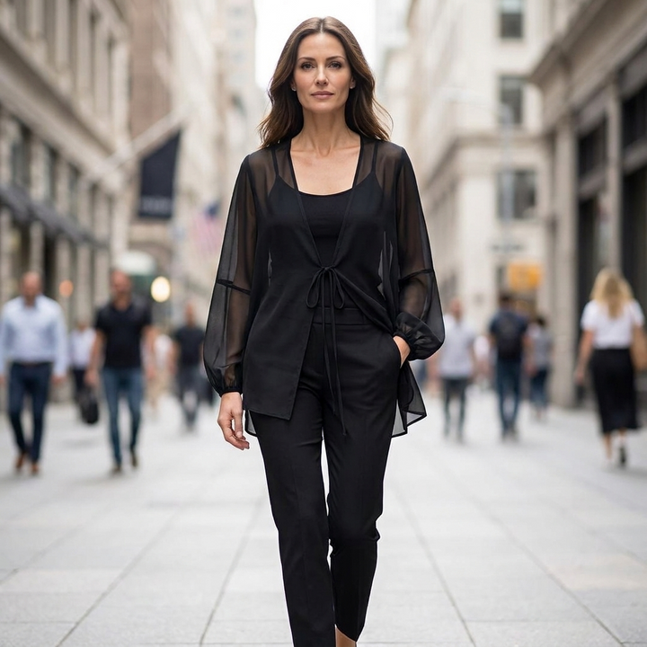 Liliana | Women's Chiffon Deep V Tie Front Casual Blouse
