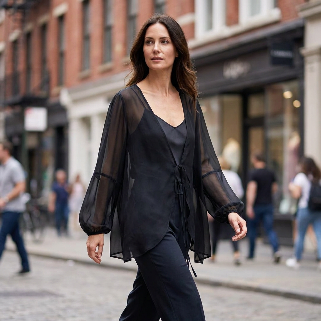Liliana | Women's Chiffon Deep V Tie Front Casual Blouse
