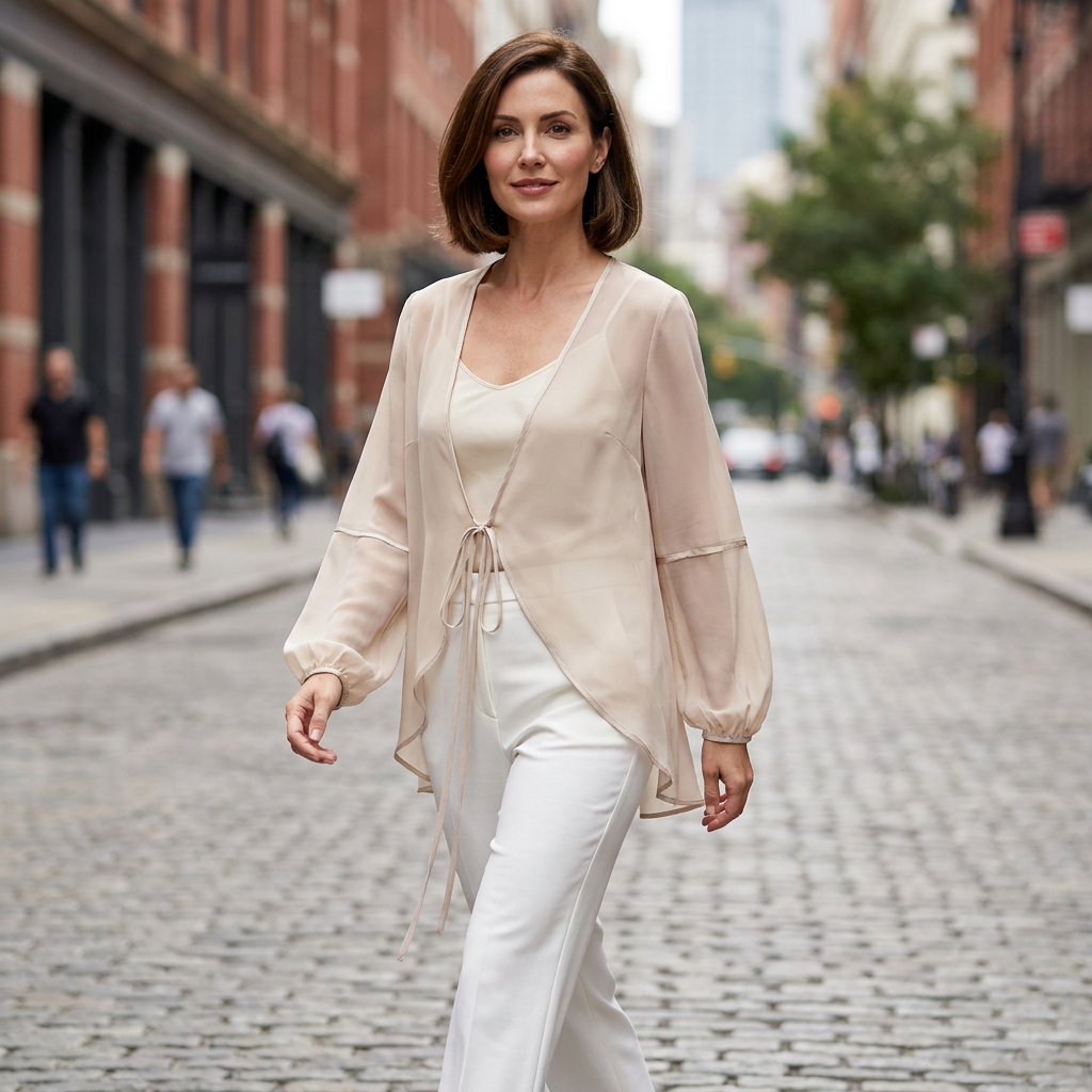 Liliana | Women's Chiffon Deep V Tie Front Casual Blouse