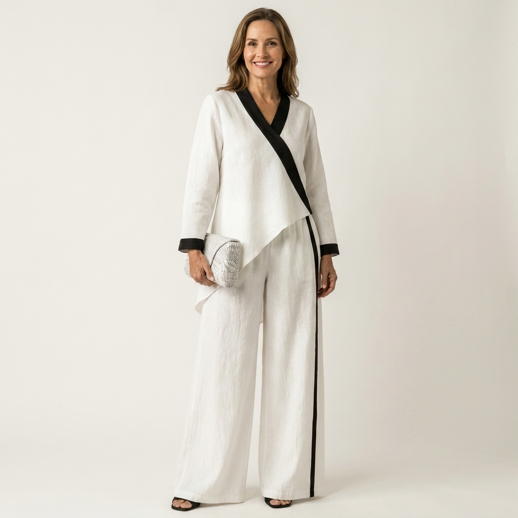 Eadburh | Women Wrap Top Wide Leg Pants Set