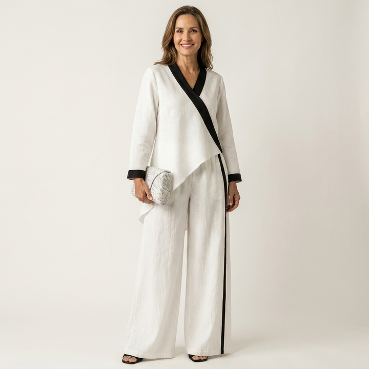 Eadburh | Women Wrap Top Wide Leg Pants Set