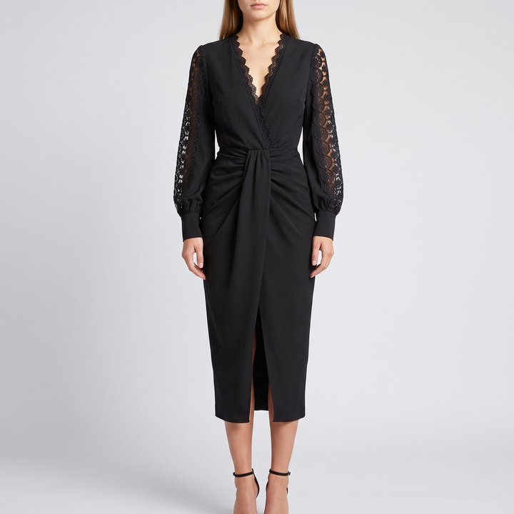 Clotilde | Women Lace Sleeve Cocktail Dress
