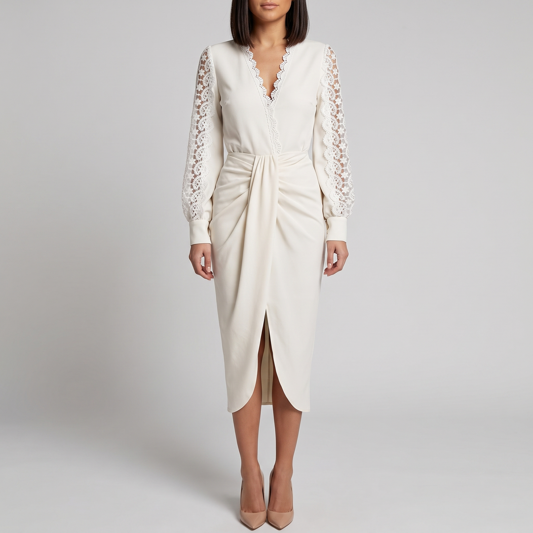 Clotilde | Women Lace Sleeve Cocktail Dress