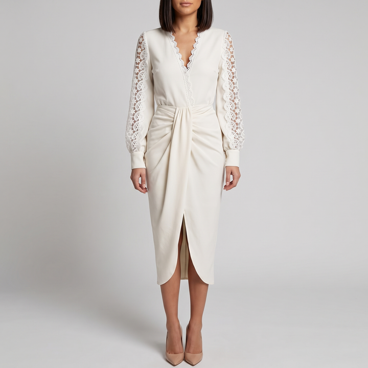 Clotilde | Women Lace Sleeve Cocktail Dress