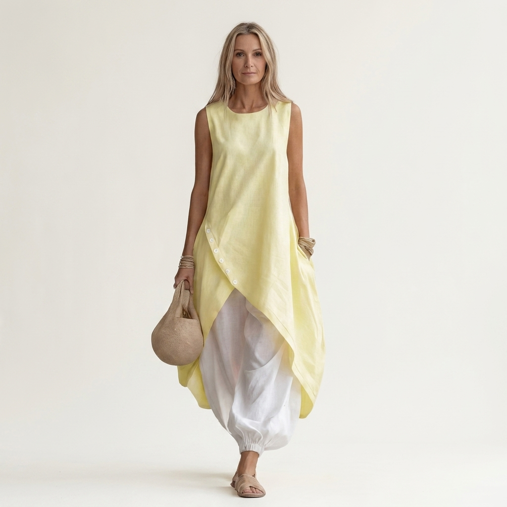 Cynethryth | Women Asymmetric Tunic Pants Set