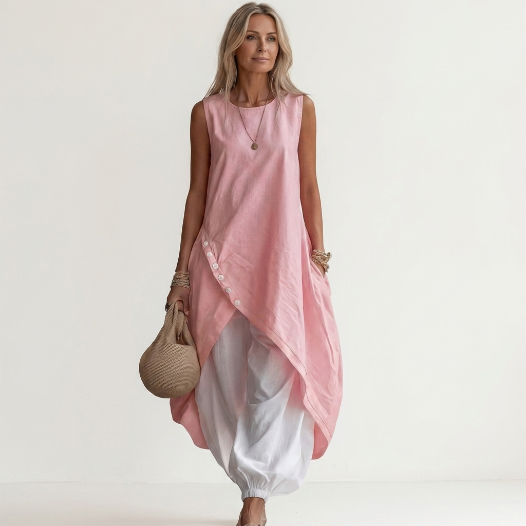 Cynethryth | Women Asymmetric Tunic Pants Set