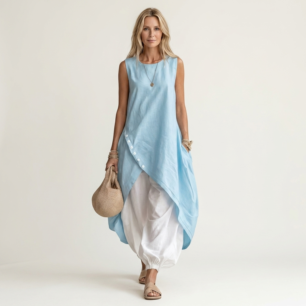 Cynethryth | Women Asymmetric Tunic Pants Set