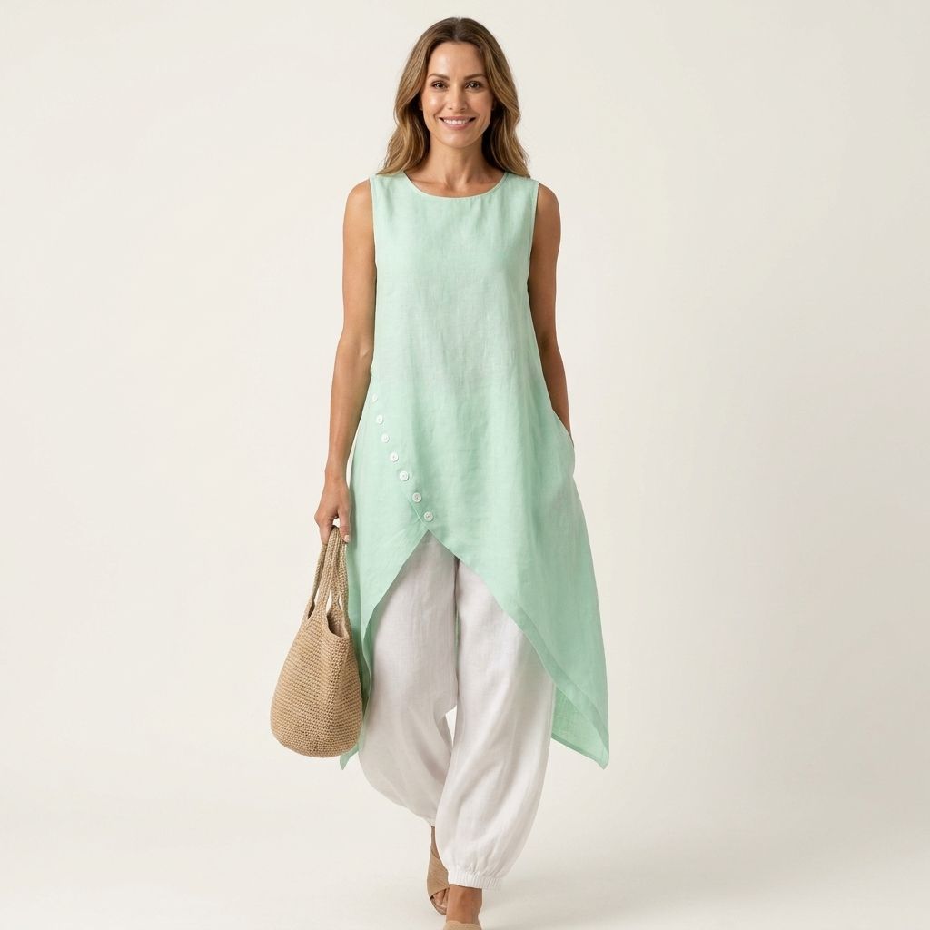 Cynethryth | Women Asymmetric Tunic Pants Set