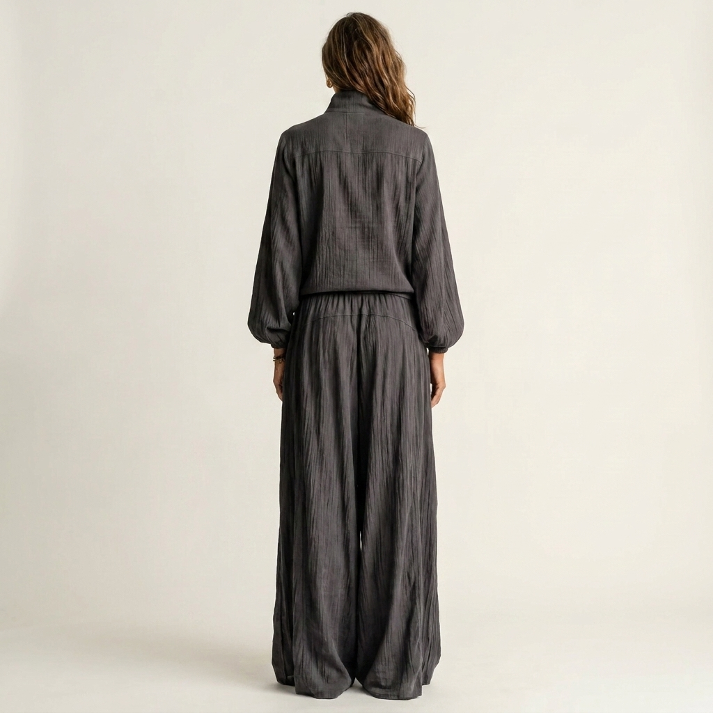Alfled | Women Half Zip Wide Leg Pants Set