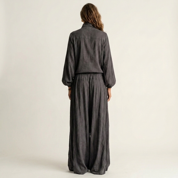 Alfled | Women Half Zip Wide Leg Pants Set