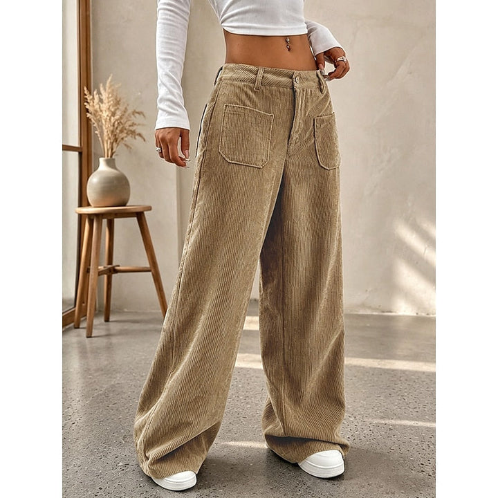 Gunhilda | Women Patch Pocket Corduroy Flowy Pants