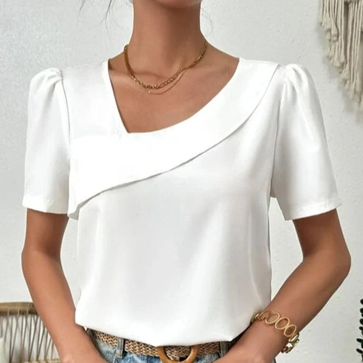 Morgana | Women Asymmetrical Drape Linen Blouse