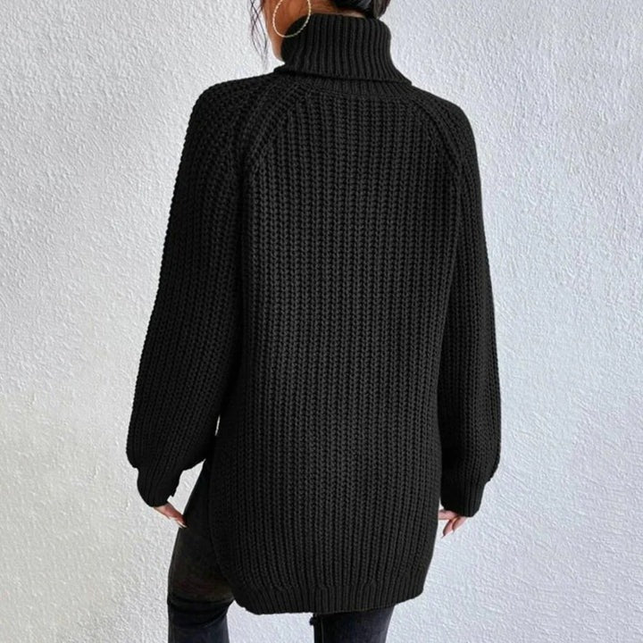 Angela | Women's Rib Knit Balloon Sleeve Turtleneck Sweater