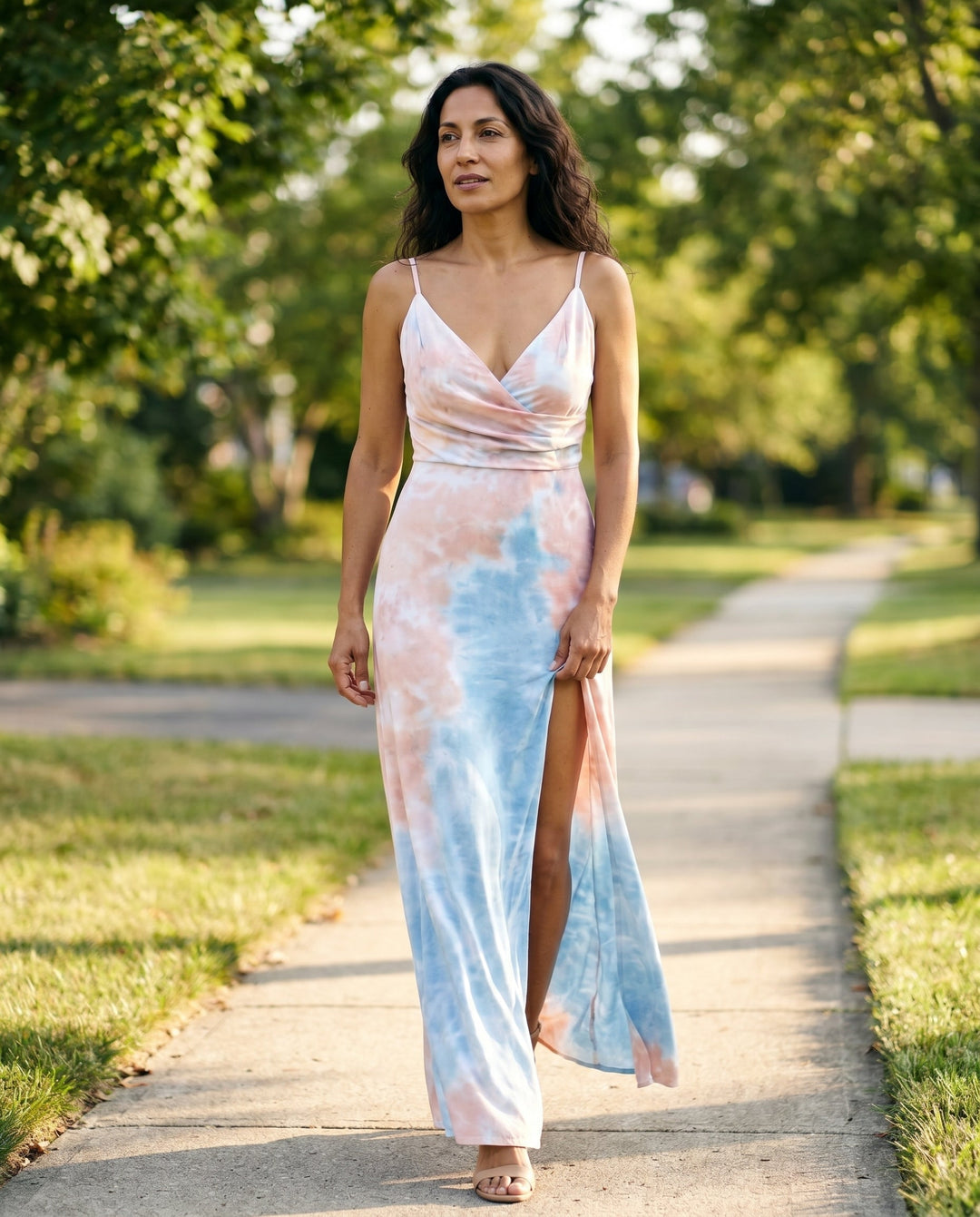 Elegant Ombre Satin Bridesmaid Dress for Women with Plus Size Flowy Wedding Style