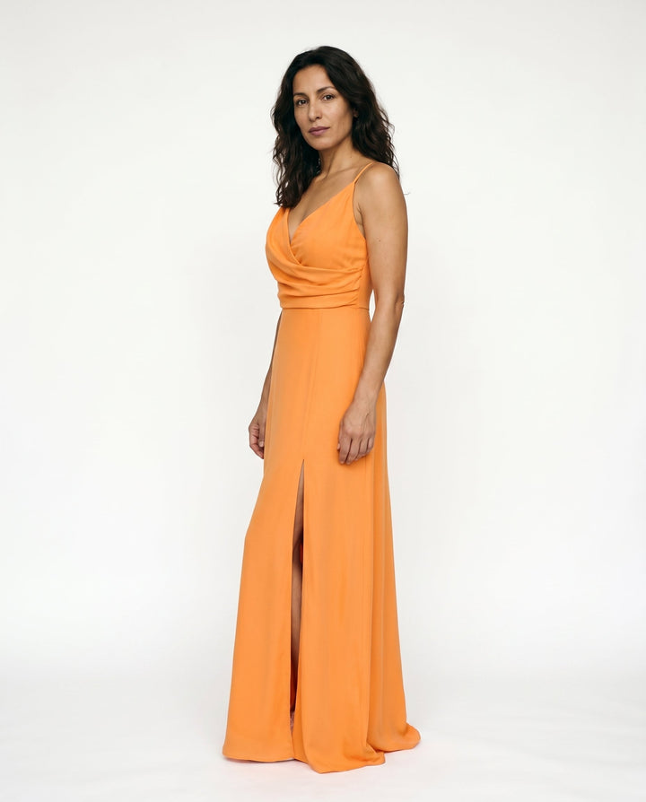 Elegant Ombre Satin Bridesmaid Dress for Women with Plus Size Flowy Wedding Style