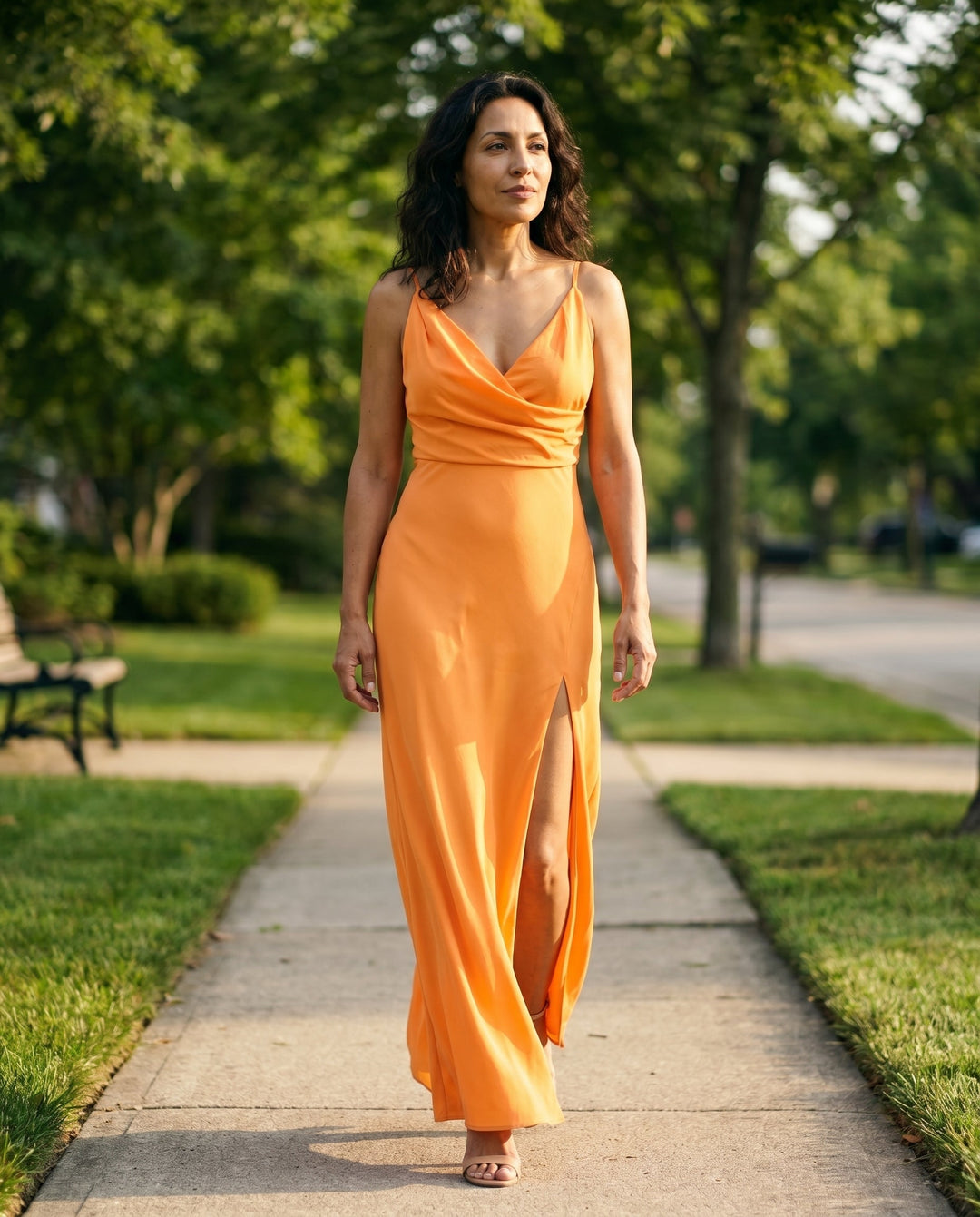 Elegant Ombre Satin Bridesmaid Dress for Women with Plus Size Flowy Wedding Style