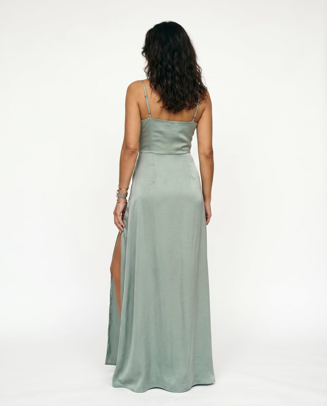 Elegant Ombre Satin Bridesmaid Dress for Women with Plus Size Flowy Wedding Style