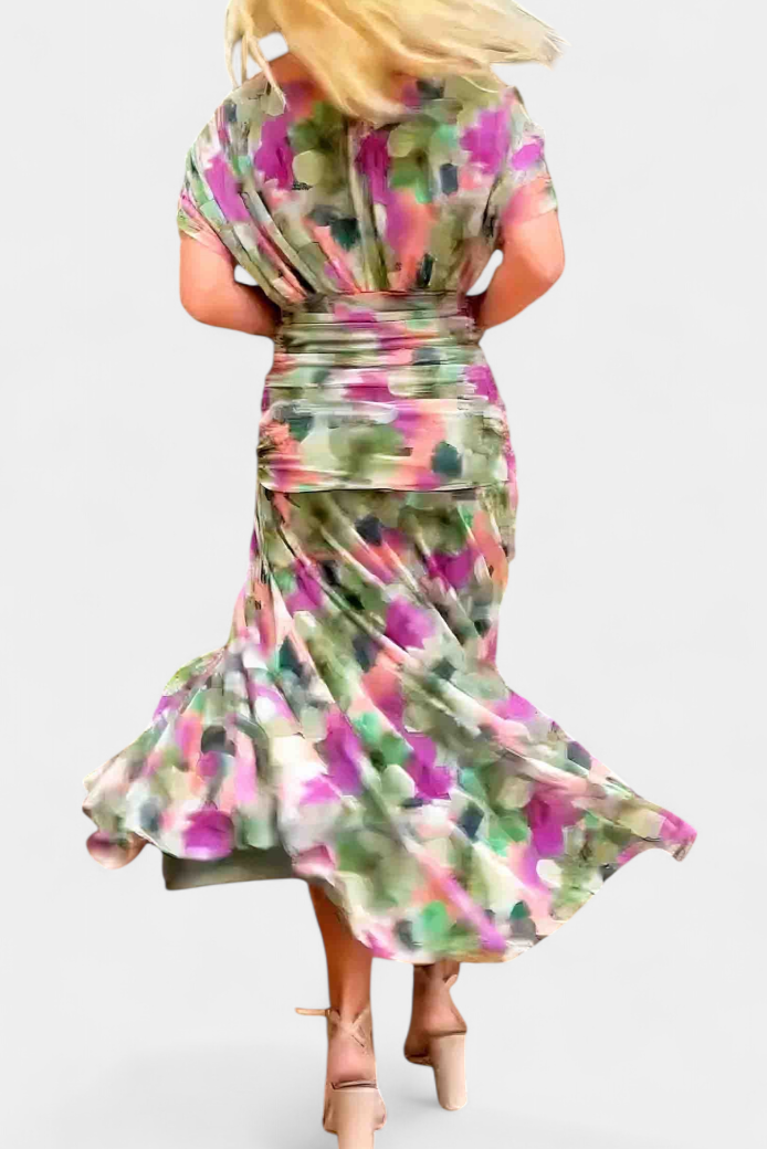 Elowen | Women's Floral Off Shoulder Ruched Cocktail Maxi Dress