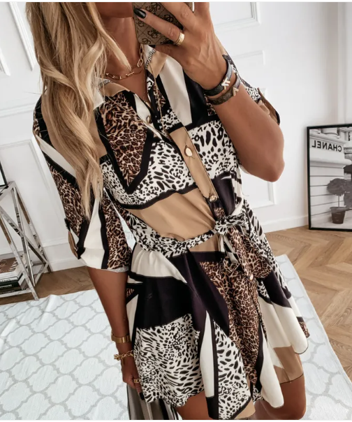 Georgiana | Women Animal Print Shirt Dress