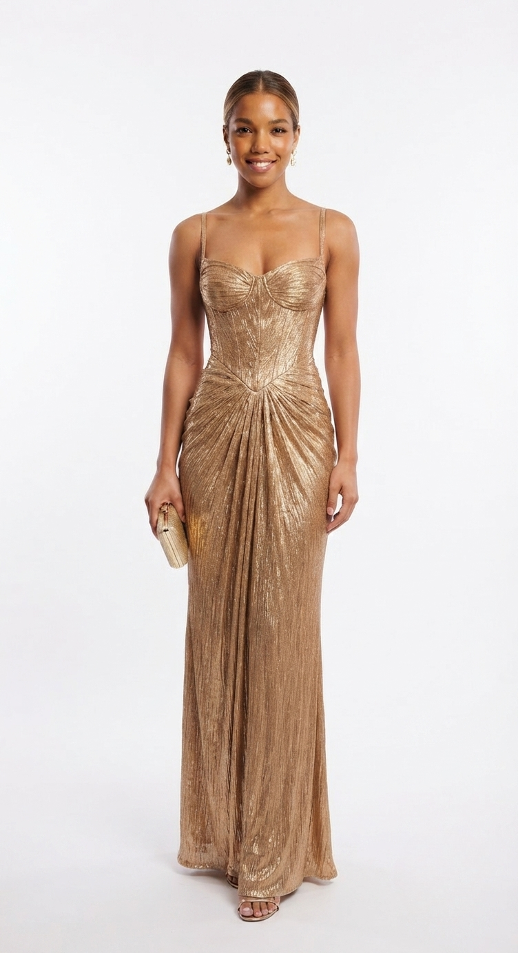 Adelgunde | Women Metallic Corset Wedding Guest Gown