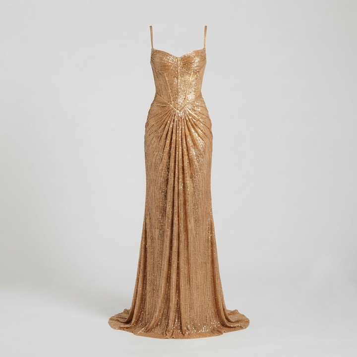 Adelgunde | Women Metallic Corset Wedding Guest Gown