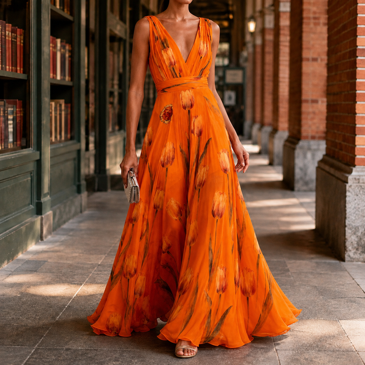 Xanthe | Women Floral Chiffon Wedding Guest Dress
