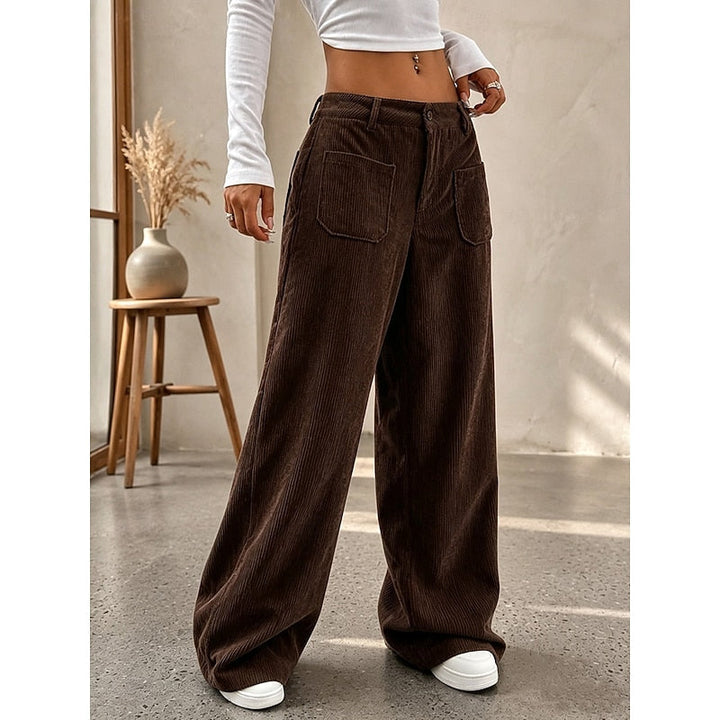 Gunhilda | Women Patch Pocket Corduroy Flowy Pants