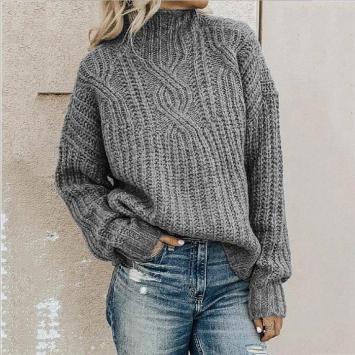 Saylor | Women's Cable Knit Mock Neck Oversized Pullover Sweater