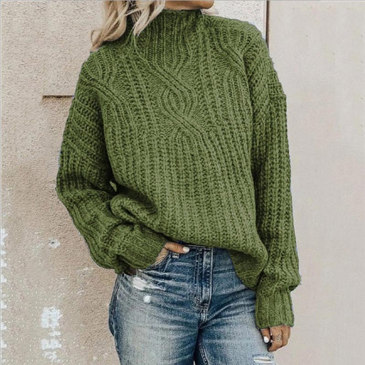 Saylor | Women's Cable Knit Mock Neck Oversized Pullover Sweater