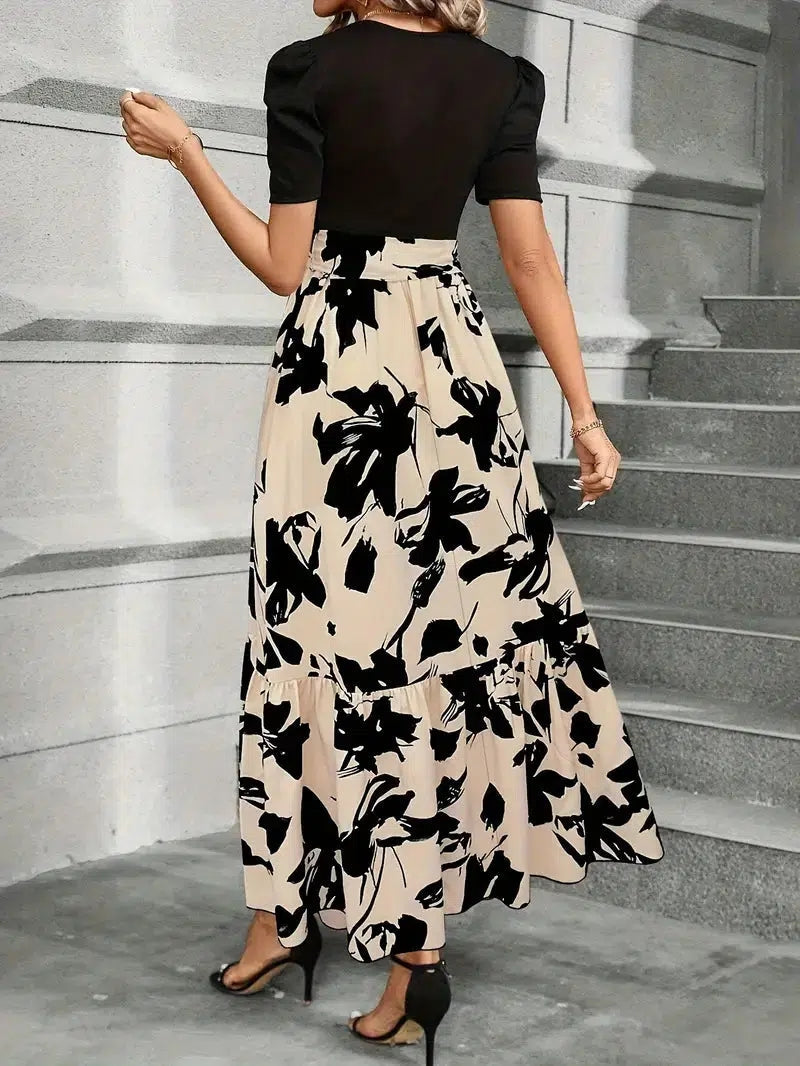 Elegant Floral Chiffon Bridesmaid Dress for Women with Bow Front Plus Size Flowy Wedding Style
