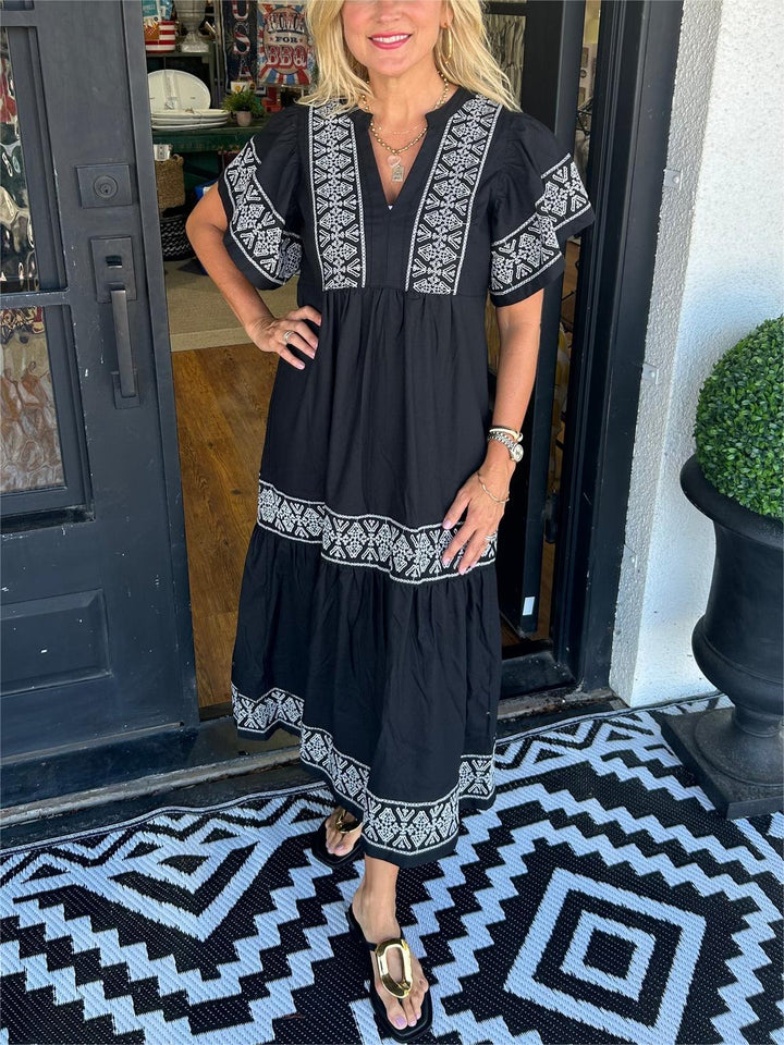 Susanna | Women Bohemian Embroidered Midi Dress