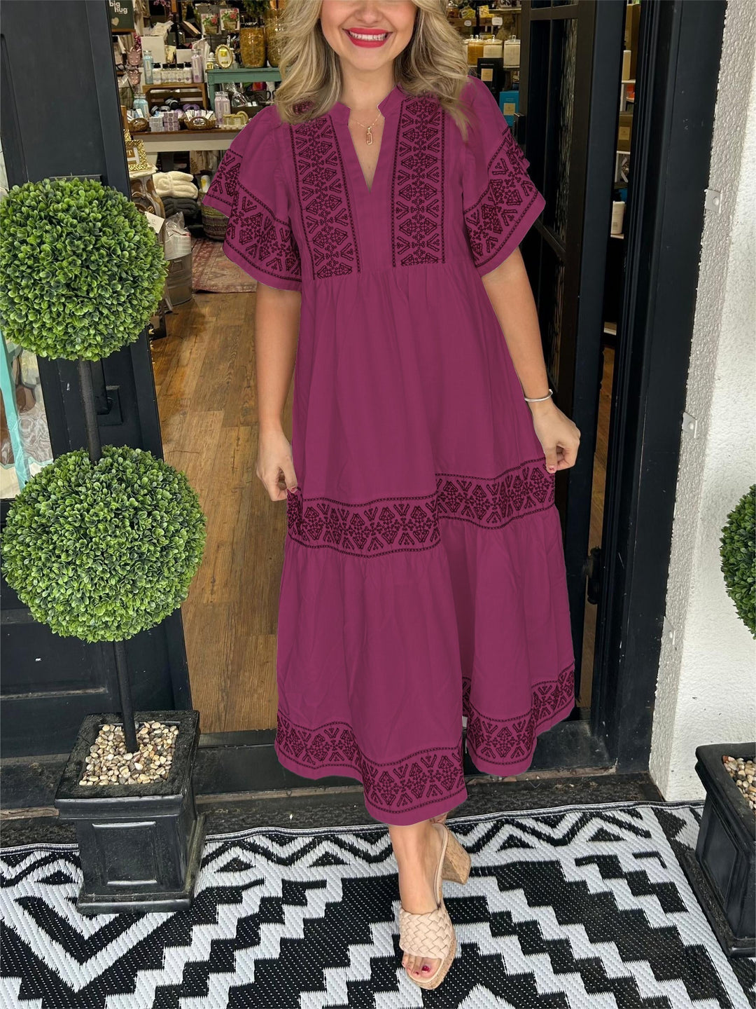 Susanna | Women Bohemian Embroidered Midi Dress