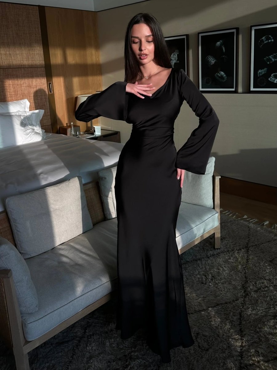 Drusilla | Women Long Sleeve Satin Maxi Dress