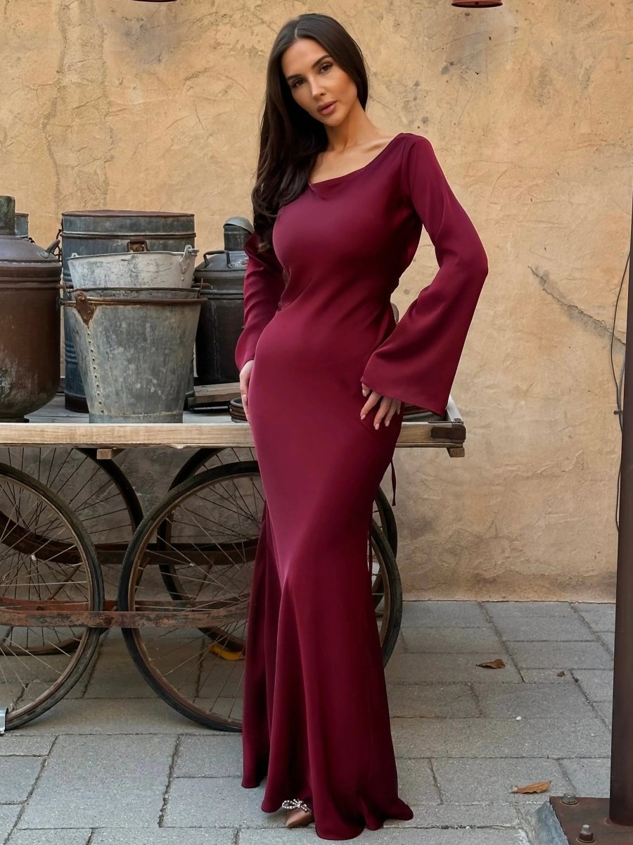 Drusilla | Women Long Sleeve Satin Maxi Dress
