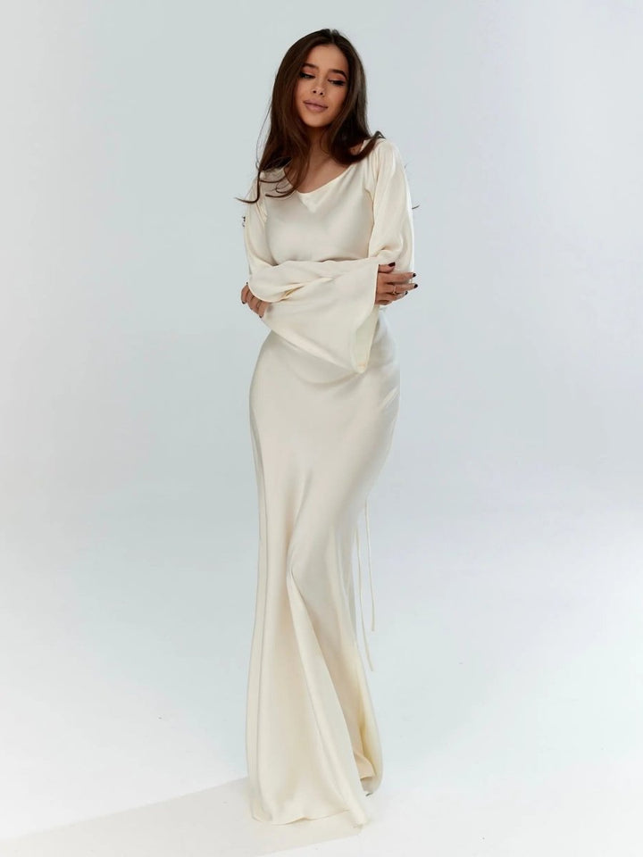 Drusilla | Women Long Sleeve Satin Maxi Dress