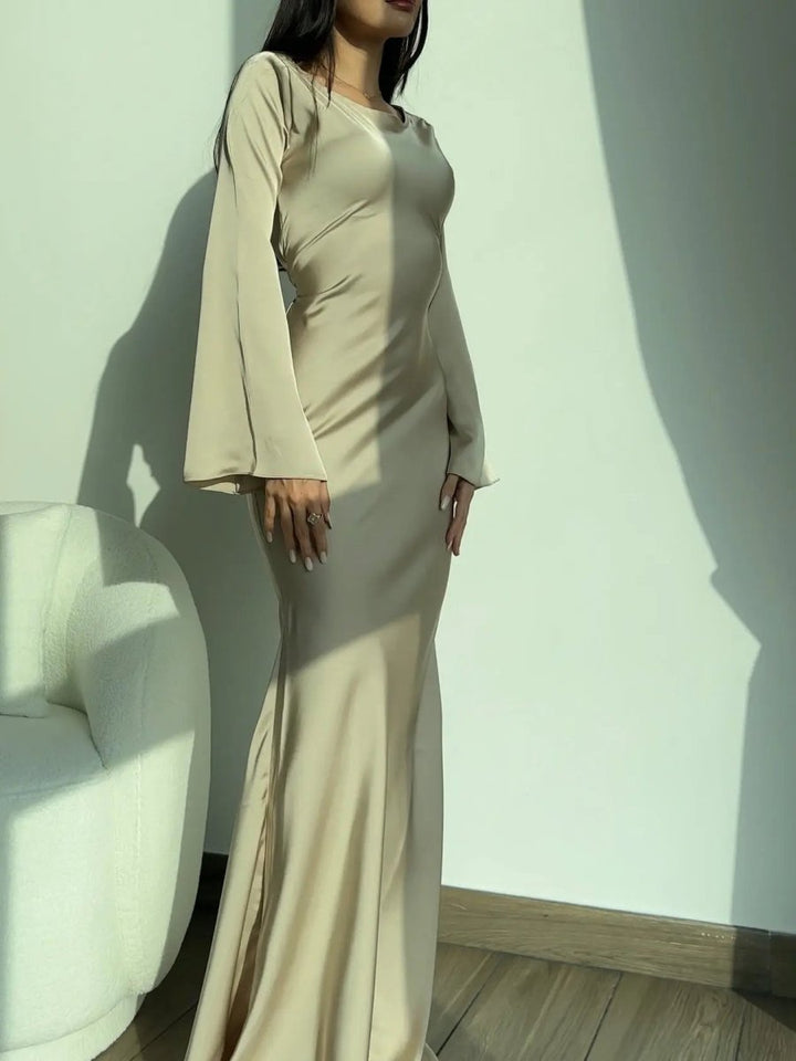 Drusilla | Women Long Sleeve Satin Maxi Dress