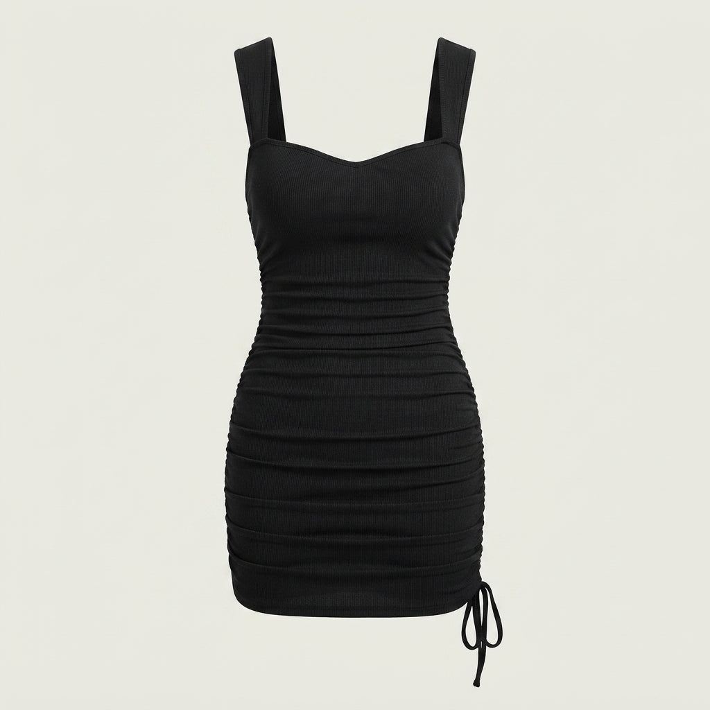 Dilys | Women Ruched Square Neck Cocktail Dress