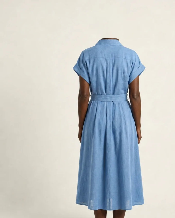 Dorinda | Women Button Front Belted Midi Dress