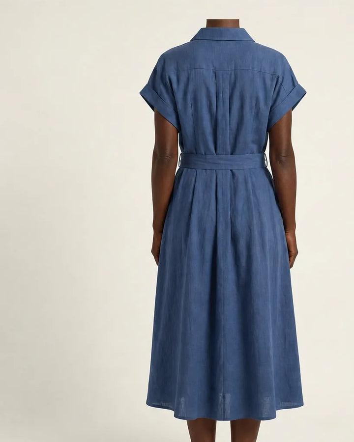 Dorinda | Women Button Front Belted Midi Dress