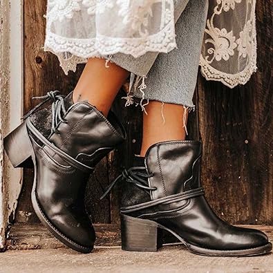 Liesel | Women Lace Up Block Heel Boots