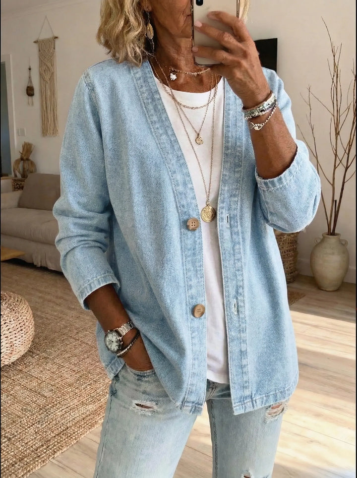 Marlene - Women's Denim Button Coat