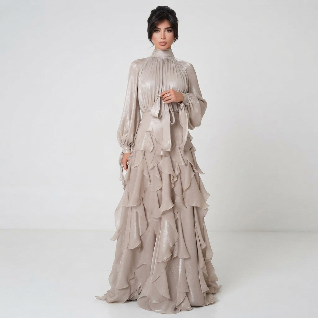 Mildred | Women High Neck Ruffle Formal Maxi Dress