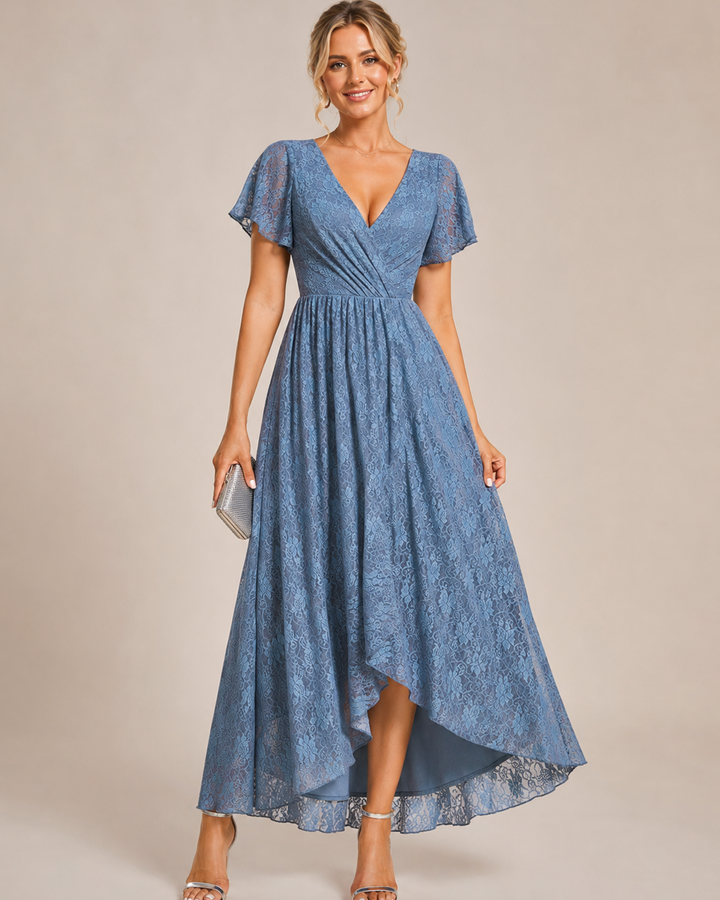 Pearl | Women's Floral V Neck Wrap Front Evening Gown