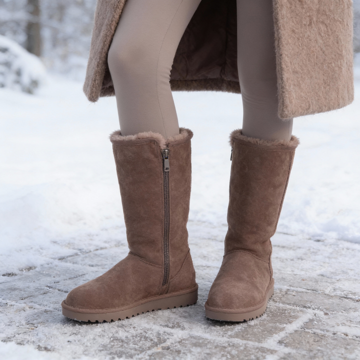 Iona | Women's Suede Sheepskin Side Zip Waterproof Boots
