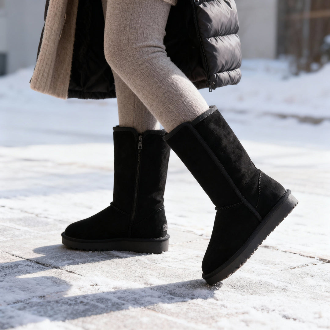 Iona | Women's Suede Sheepskin Side Zip Waterproof Boots