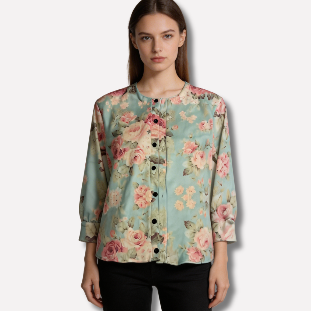 Gaia | Women's Button Front Floral Knit Cardigan Sweater