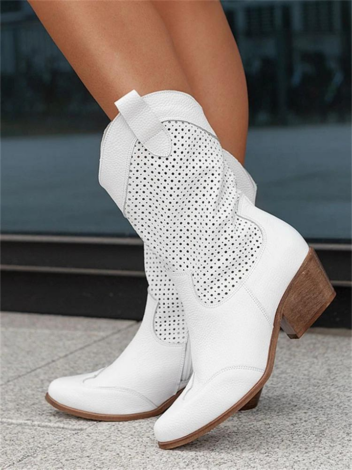 Edie | Women's Perforated Cowboy Waterproof Boots